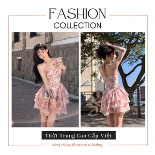 ĐẦM NỮ HỌA TIẾT HOA DÁNG XỜ 2 BÊN 3 TẦNG SIÊU HOT