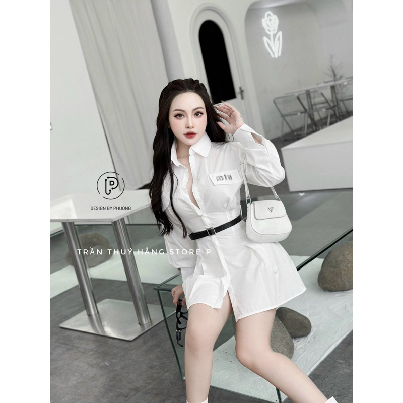 Váy thô đính chữ đá kèm belt