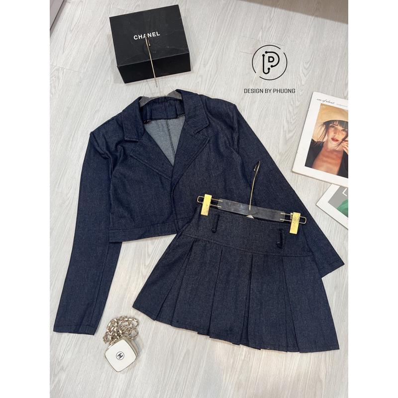 Sét áo bò mix chân váy xinh xỉu