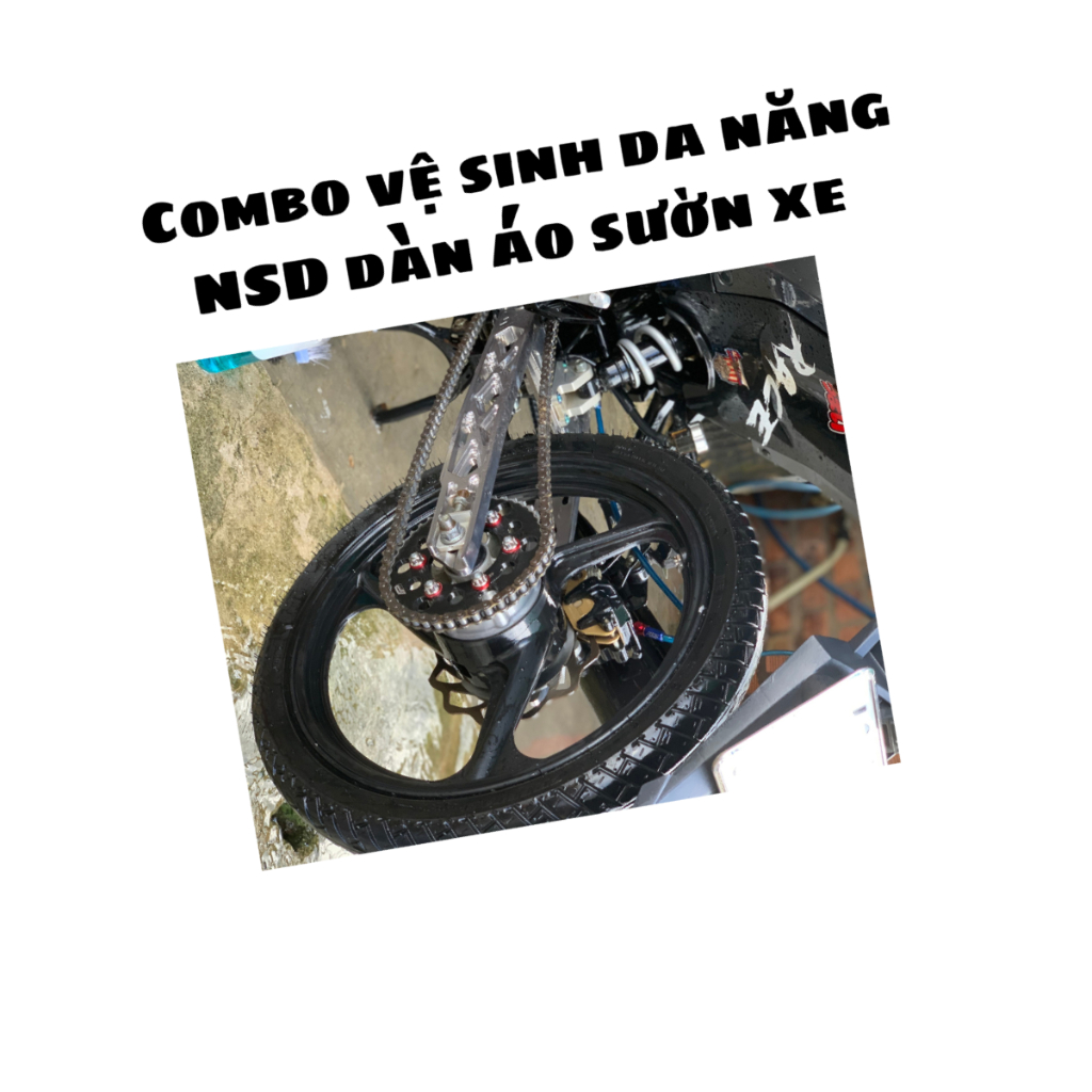 Dung dich vệ sinh dầu nhớt Võ Gia 500ml + bàn chải sên + vòi xịt xương vệ sinh sên NSD dàn áo vỏ xe sườn xe