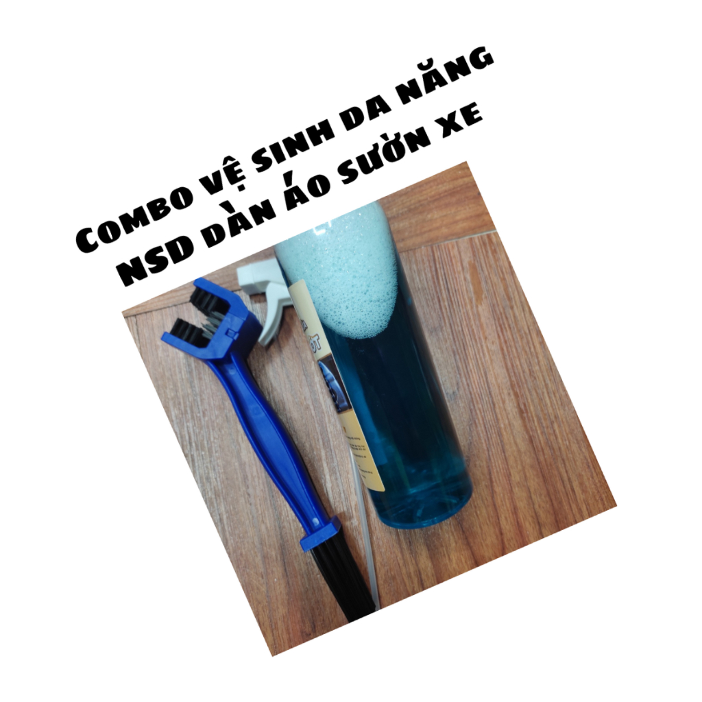 Dung dich vệ sinh dầu nhớt Võ Gia 500ml + bàn chải sên + vòi xịt xương vệ sinh sên NSD dàn áo vỏ xe sườn xe