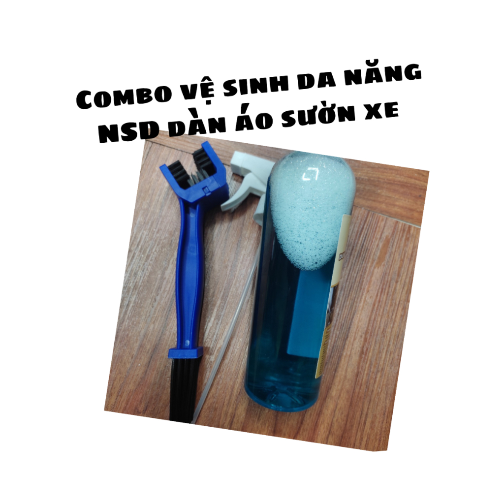 Dung dich vệ sinh dầu nhớt Võ Gia 500ml + bàn chải sên + vòi xịt xương vệ sinh sên NSD dàn áo vỏ xe sườn xe
