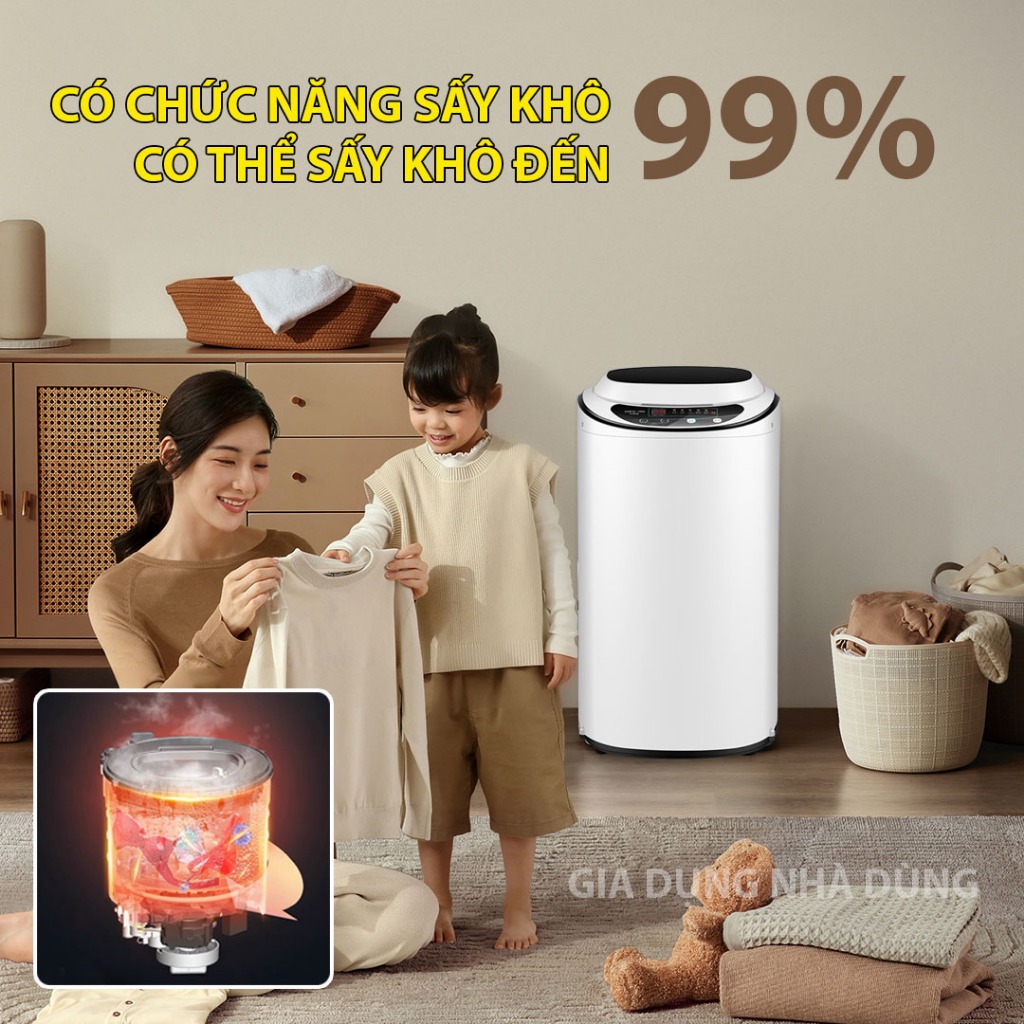 Máy giặt mini KAWASAKI tự động 100% - vắt , giặt , sấy khô , khử khuẩn bằng tia UV - Bảo hành 2 năm