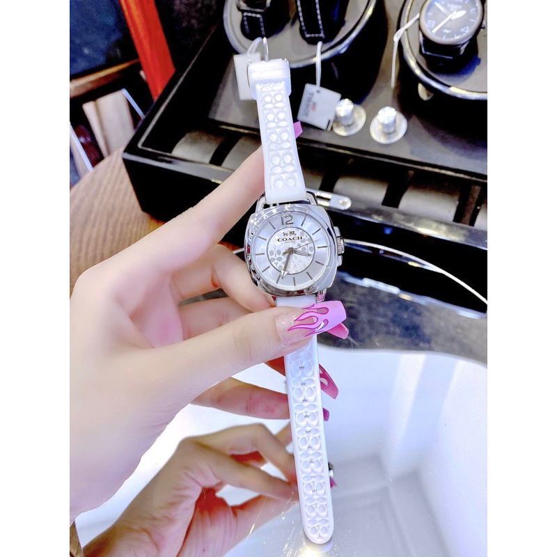 Đồng hồ nữ Coack mặt tròn dây silicon