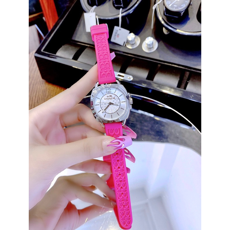 Đồng hồ nữ Coack mặt tròn dây silicon