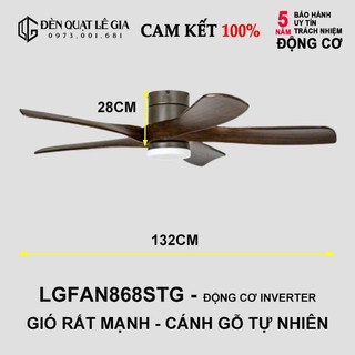 Quạt trần 5 cánh gỗ nguyên khối | quạt trần phong cách indochine style lgfan868stg