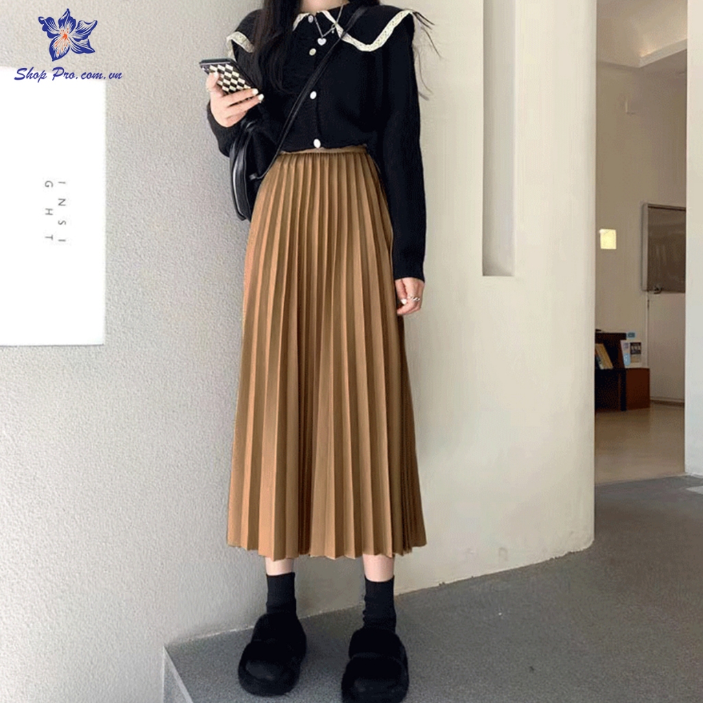 Chân Váy Xếp Ly Dáng Dài Công Sở Đủ Màu Shop Pro Mã CV6621