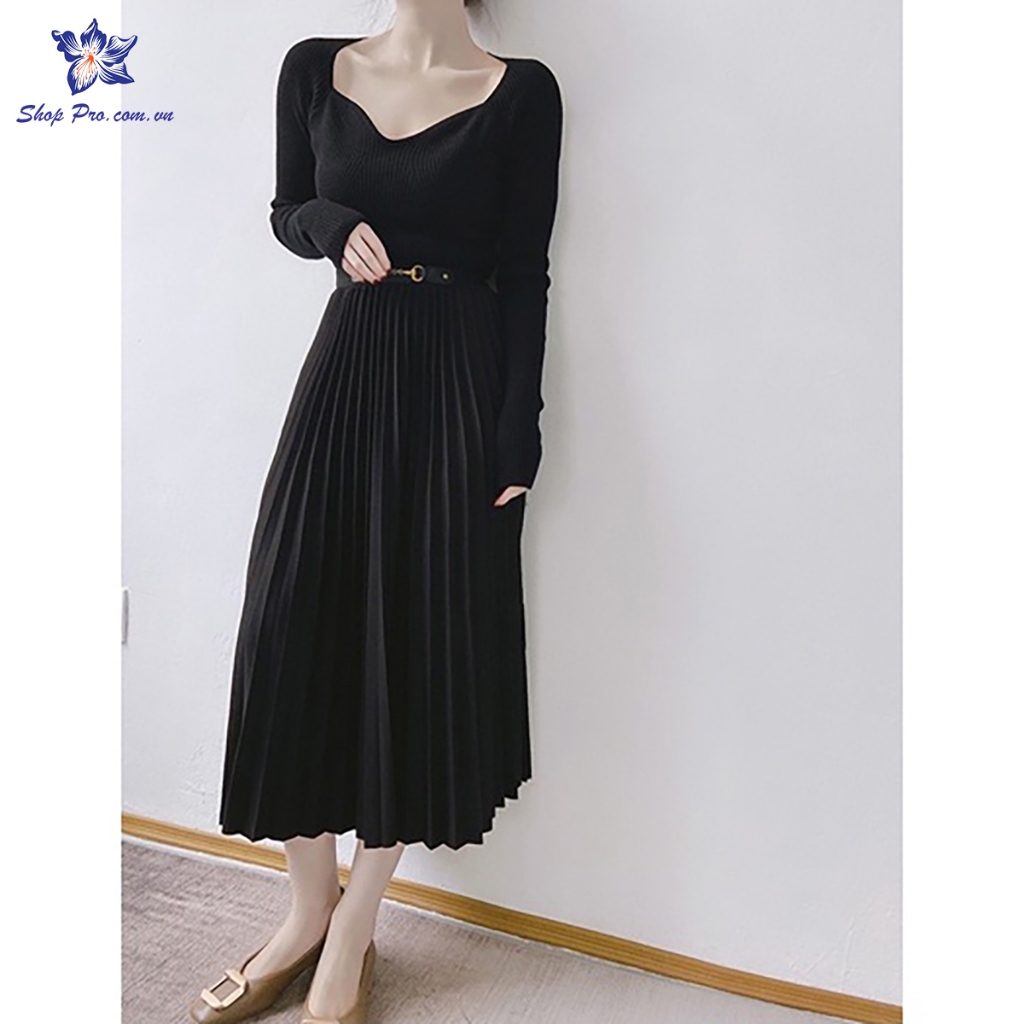 Chân Váy Xếp Ly Dáng Dài 72cm Cạp Chun Có Mặt Đai Khóa Shop Pro mã CV1129