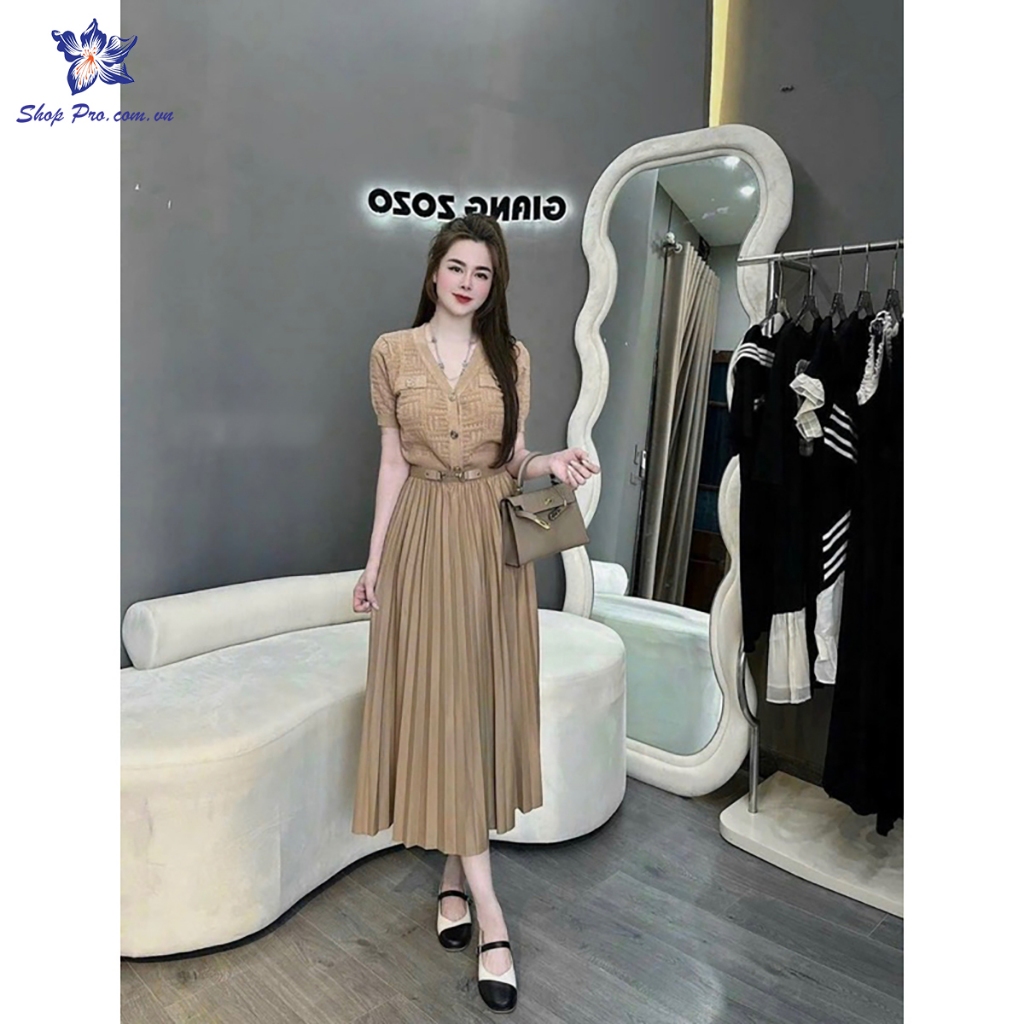 Chân Váy Xếp Ly Dáng Dài 72cm Cạp Chun Có Mặt Đai Khóa Shop Pro mã CV1129