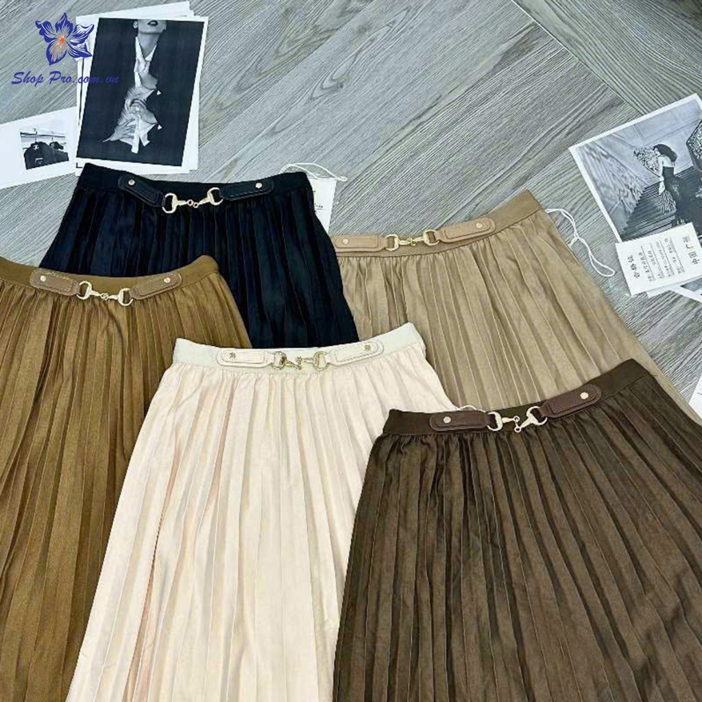 Chân Váy Xếp Ly Dáng Dài 72cm Cạp Chun Có Mặt Đai Khóa Shop Pro mã CV1129