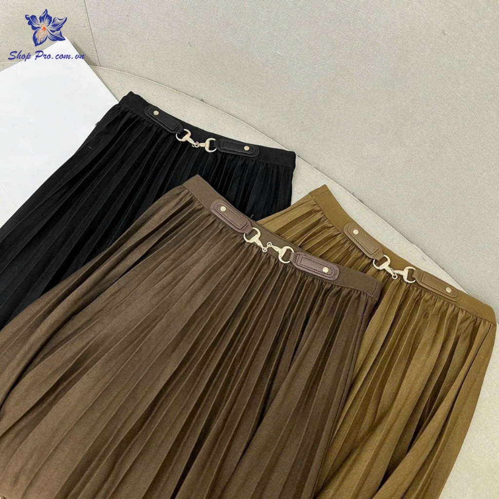 Chân Váy Xếp Ly Dáng Dài 72cm Cạp Chun Có Mặt Đai Khóa Shop Pro mã CV1129