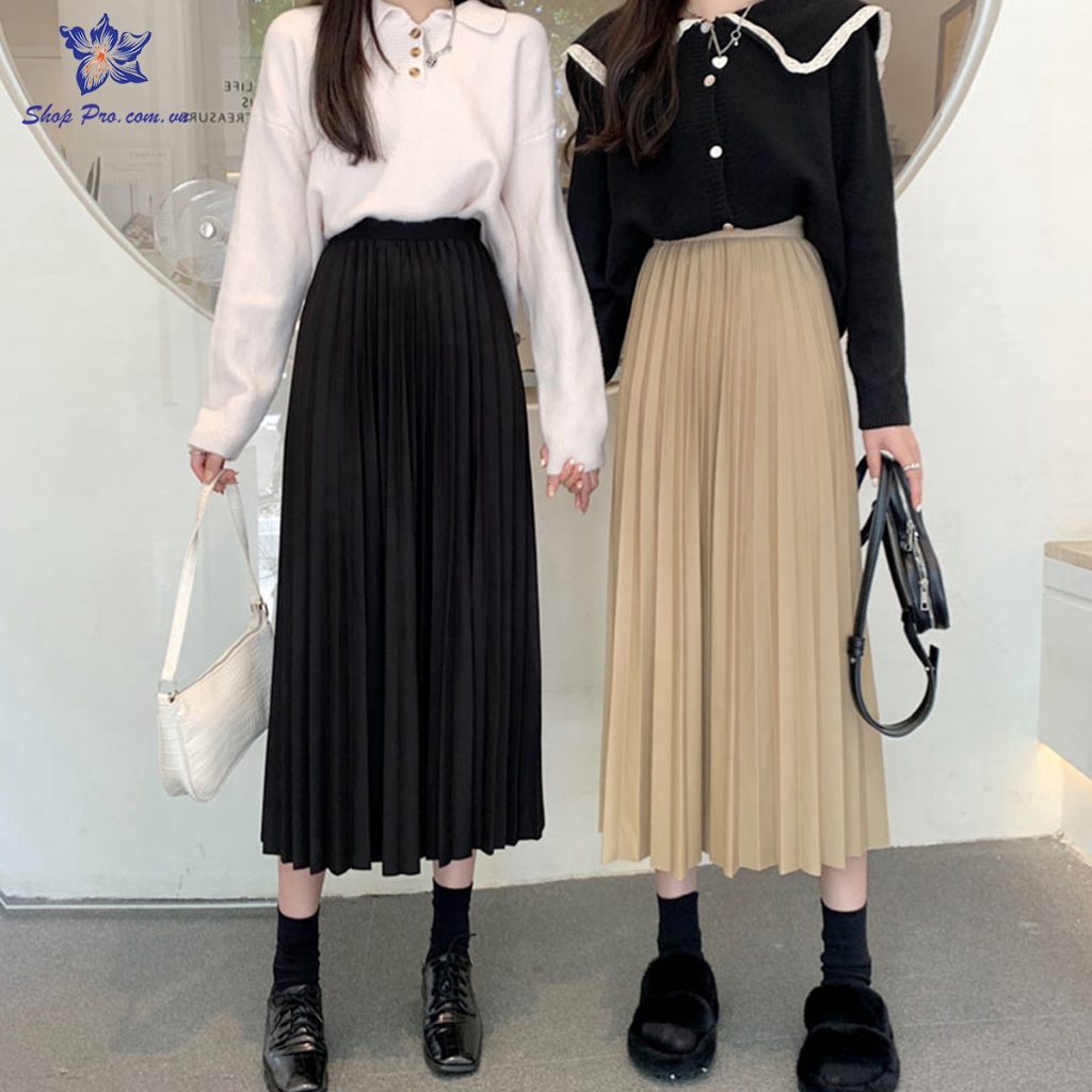 Chân Váy Xếp Ly Dáng Dài Công Sở Đủ Màu Shop Pro Mã CV6621