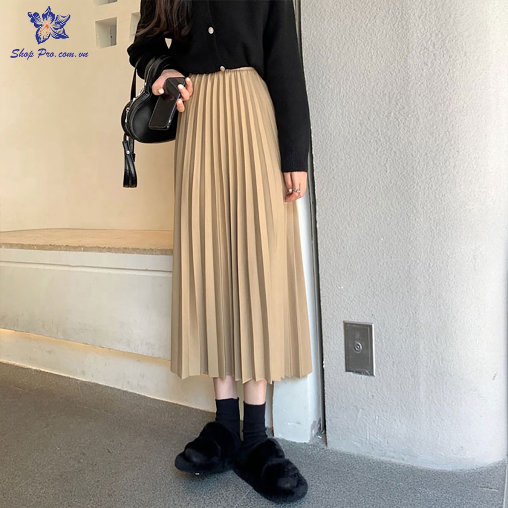 Chân Váy Xếp Ly Dáng Dài Công Sở Đủ Màu Shop Pro Mã CV6621
