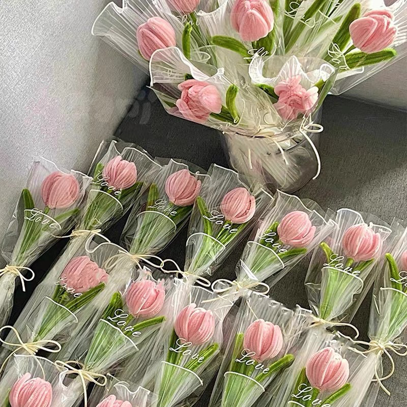 SET 10 Túi Đựng Hoa 1 Bông Trong Suốt Nhiều Mẫu Trắng Viền Chữ - Một Chút Cute Store