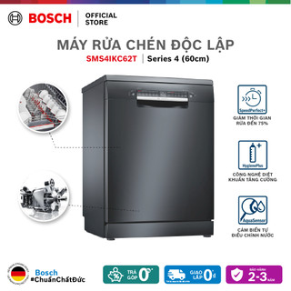 Máy rửa chén bát độc lập Bosch 13 bộ SMS4IKC62T-Series 4 (màu đen)-Hàng chính hãng