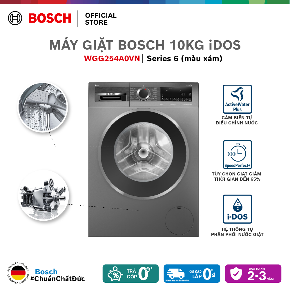 Máy giặt Bosch 10kg WGG254A0VN  - Series 6 - Hàng chính hãng