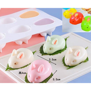 (xả kho) khuôn silicon làm thạch vỉ 6 con thỏ