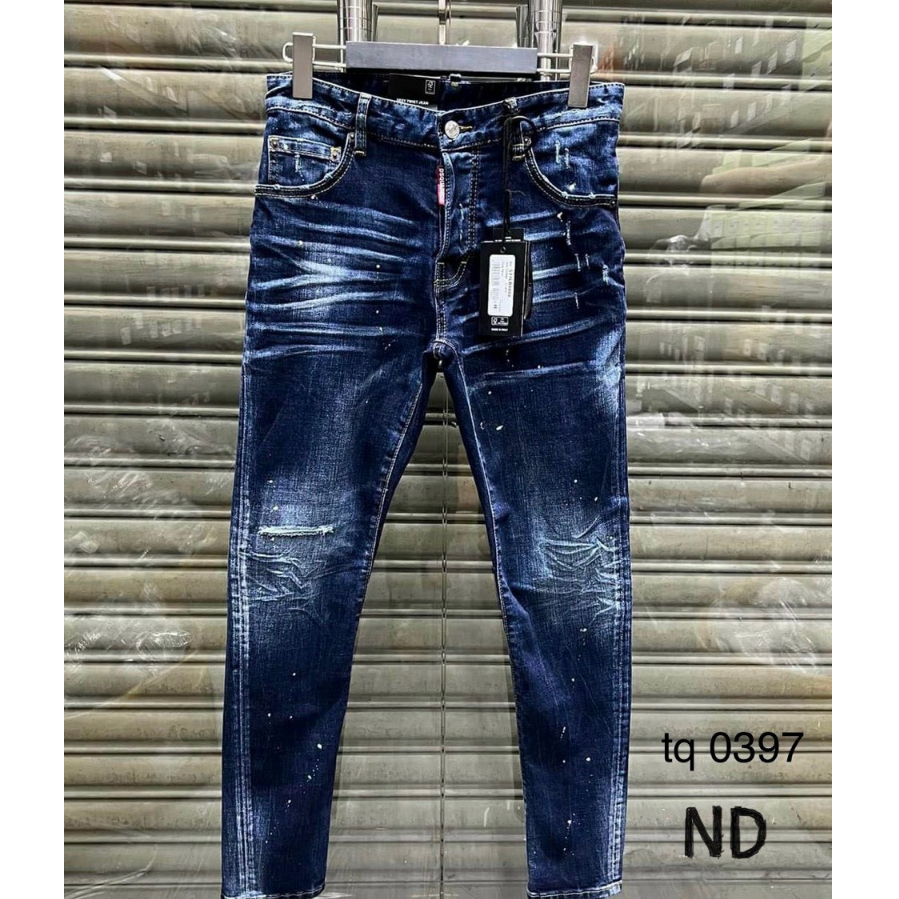 Quần Jeans Nam Xanh BIKER Vảy Sơn Trắng Gợn Sóng Nhẹ Cực Tôn Dáng BN06