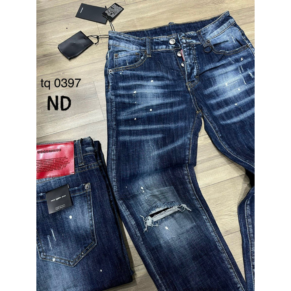 Quần Jeans Nam Xanh BIKER Vảy Sơn Trắng Gợn Sóng Nhẹ Cực Tôn Dáng BN06