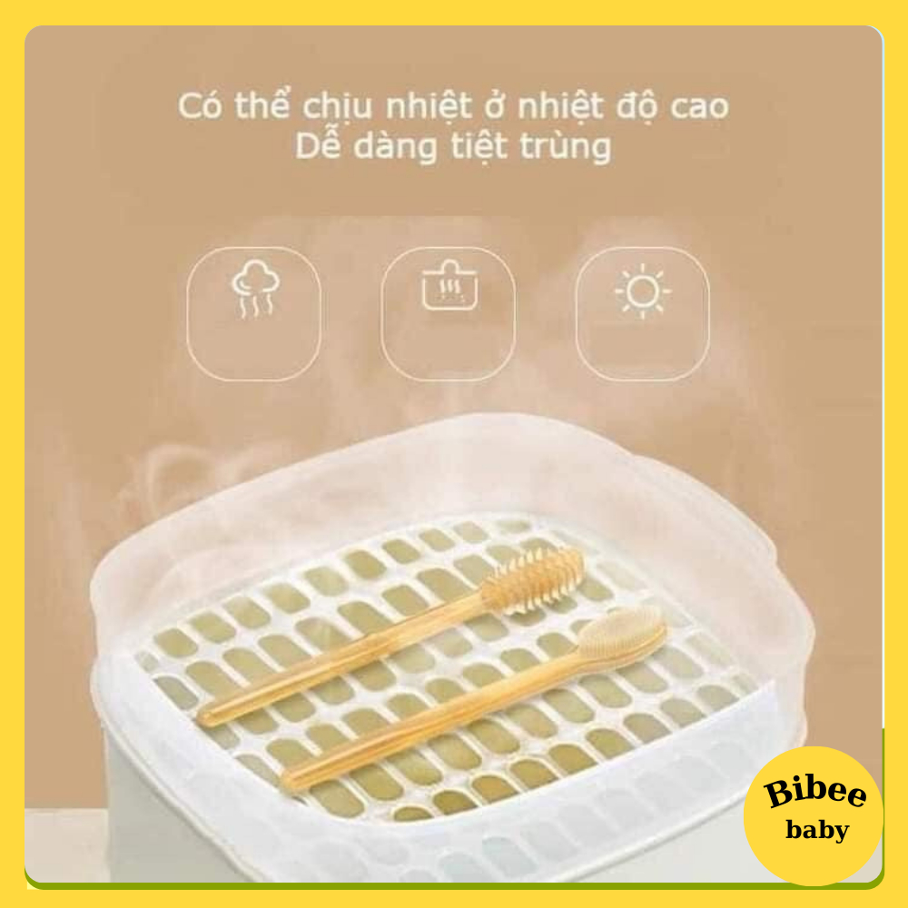 Sét rơ lưỡi và bàn chải đánh rắng silicon 2 chi tiết cho bé từ 0-18 tháng - Bibeebaby