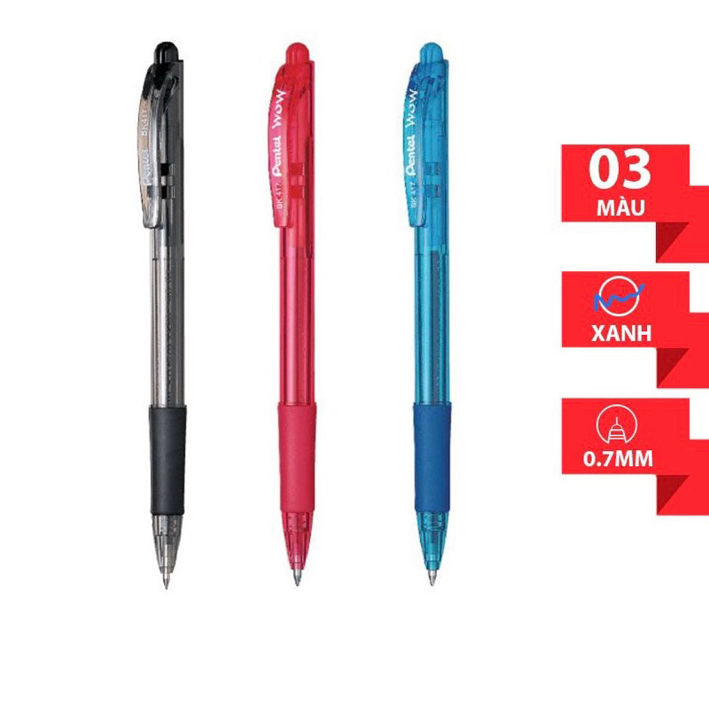 Bút bi bấm Pentel nét 0.7mm BK417