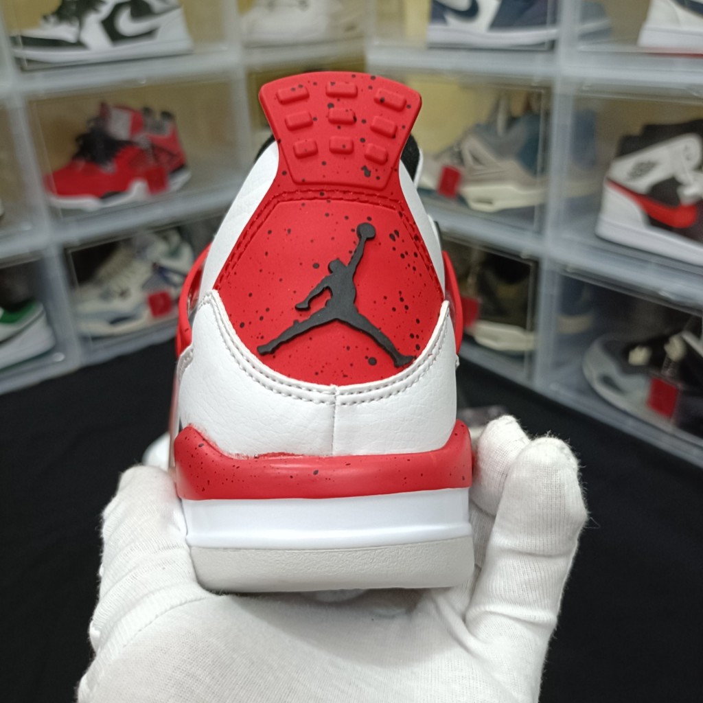 GiàyJocdan4 trắng viền đỏ trẻ trung, giày thể thao cho nam nữ