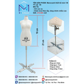 Manocanh thiết kế mini size 1/8 ( tặng kèm rập đầm cơ bản tỷ lệ 1/8)