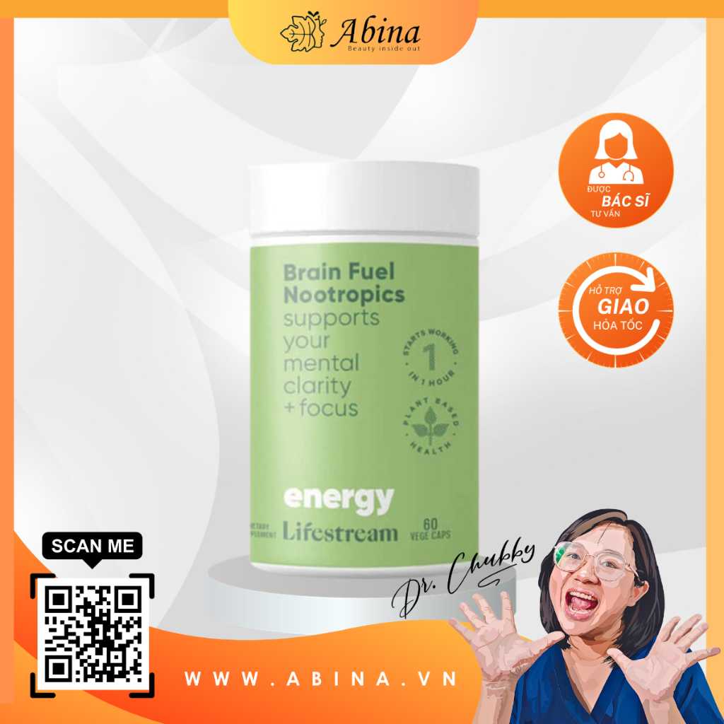 Viên bổ não, tăng khả năng tập trung và ghi nhớ Lifestream Brain Fuel 60 viên Dr Chubby