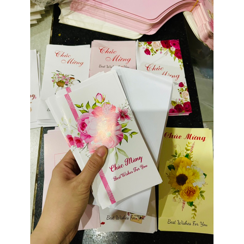 COMBO 100 THIỆP PHONG BÌ LOẠI MỎNG SIZE 8.5x20CM