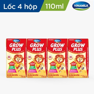 LỐC 4 hộp Sữa Non Vinamilk Dielac Grow Plus Sữa Uống Dinh Dưỡng 110ml