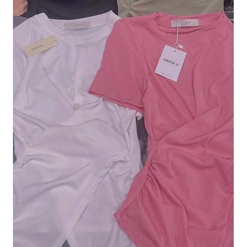 Áo thun kiểu croptop vạt chéo xoắn eo basic sang chảnh phong cách Hàn Quốc AS170