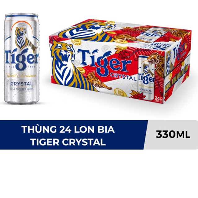 (XUÂN 2024) Thùng 24 Lon Bia Tiger Crystal/ Tiger Bạc ( 24 Lon x 330 ml)