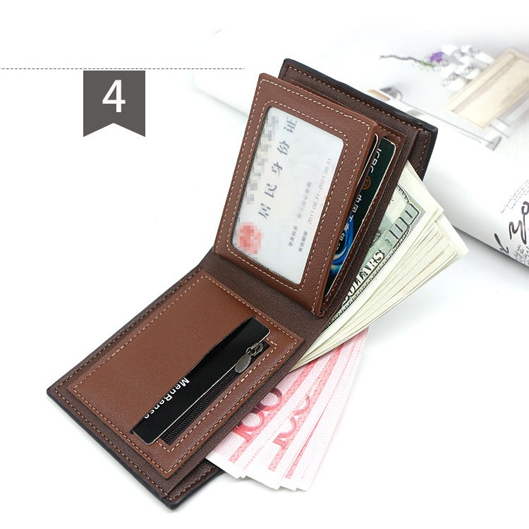 Ví da nam gấp đôi da mềm nhiều ngăn mẫu mới nhiều ngăn