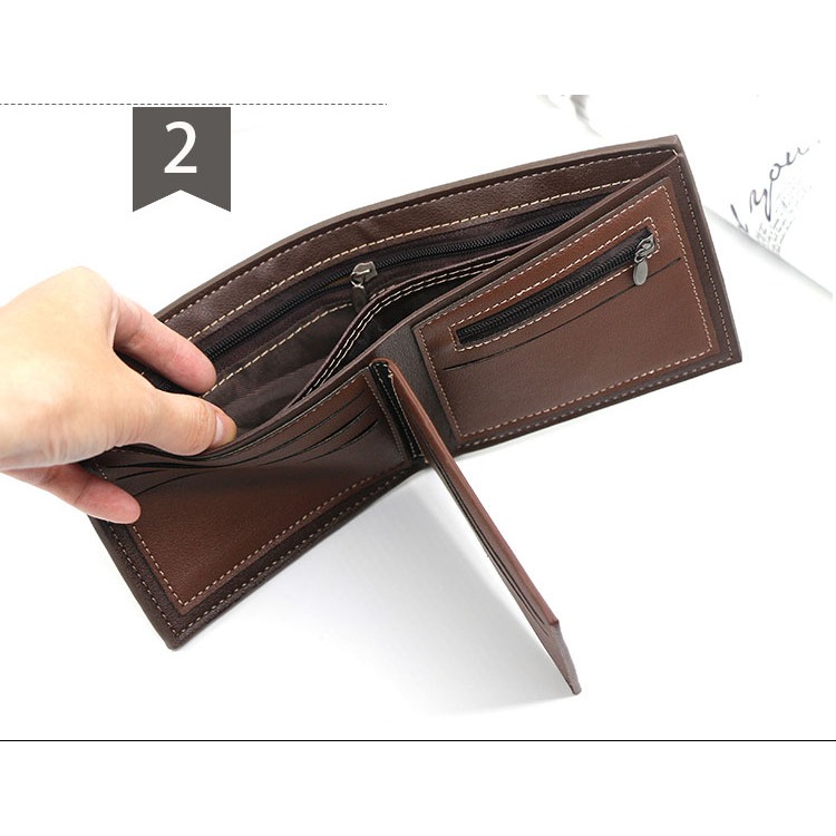 Ví da nam gấp đôi da mềm nhiều ngăn mẫu mới nhiều ngăn