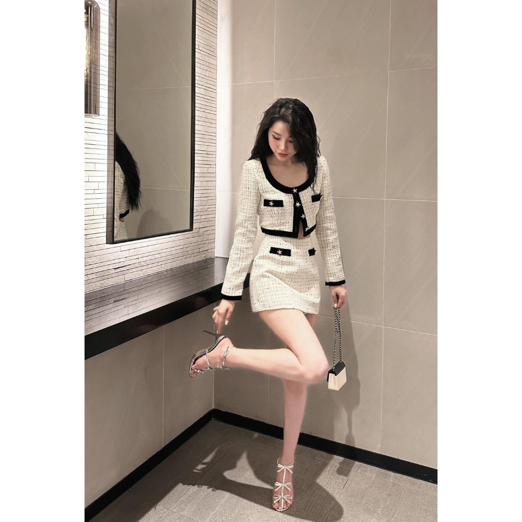 S2 - Set dạ tweed mix chân váy sang chảnh