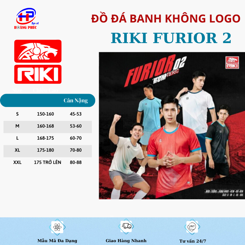 Quần áo bóng đá,đồ đá banh RIKI FURIOR 2 thun mè cao cấp chuẩn thi đấu,thấm hút mồ hôi cực đẹp - sport hoàng phúc