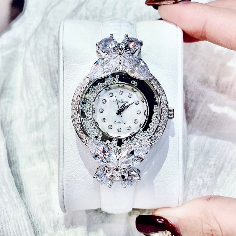 Đồng hồ nữ Melissa 12073 mặt tròn đính đá dây da chính hãng