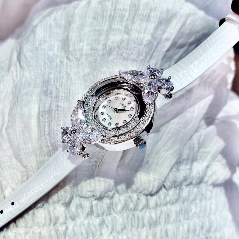 Đồng hồ nữ Melissa 12073 mặt tròn đính đá dây da chính hãng