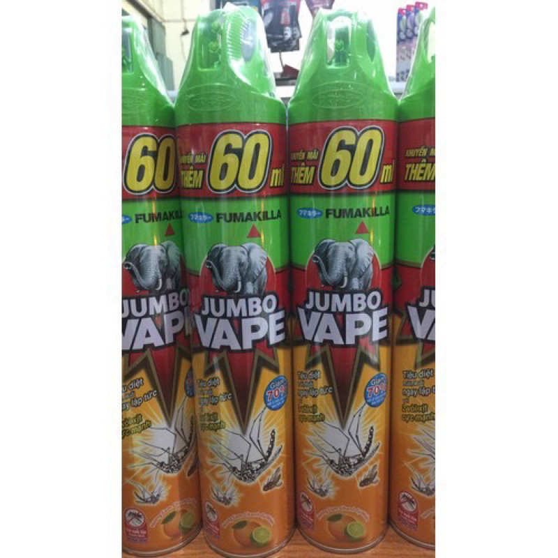 Bình xịt muỗi Jumbo Vape hương Cam Chanh 600ml tặng 60ml