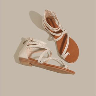 Lenbychia - [Sẵn size]Giày sandal nữ chiến binh Boho xỏ ngón - dây chéo cao 1.5 cm, giày sandal thổ cẩm - NH01