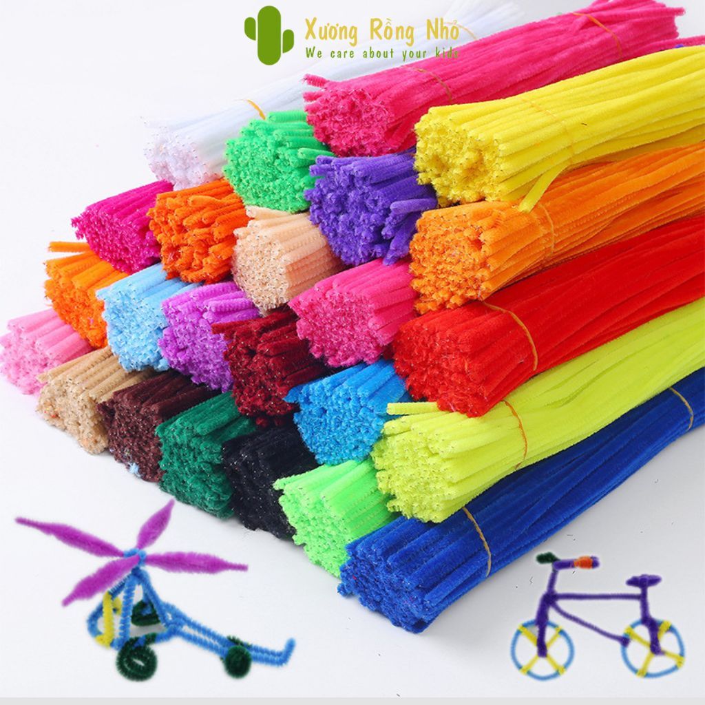 Kẽm nhung, kẽm lông bó 100 sợi mix màu cho bé sáng tạo, làm đồ handmade thủ công