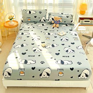 Bộ Ga Gối Trải Giường Poly Cotton bo chun miễn phí, Ga trải giường đủ kích cỡ ga giường 1m2x2m, 1m6x2m, 1m8x2m, 2mx2m2