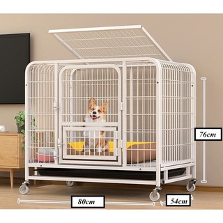 Chuồng chó lớn nan ống siêu dày kèm khay vê sinh kích thước 61x45x58 cm
