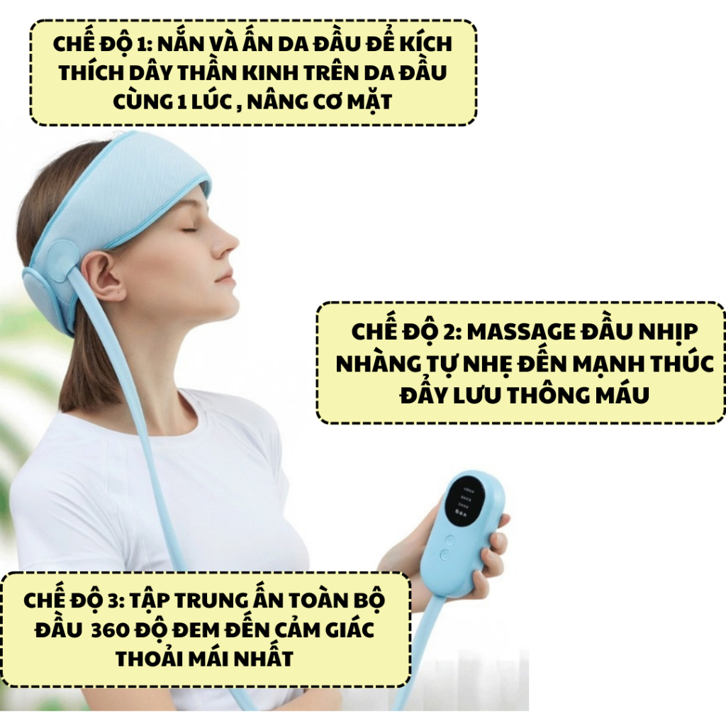Máy massage đầu đai quấn DAITASHI DXT-2, mát xa nén khí gia nhiệt thư giãn giảm căng thẳng đau đầu