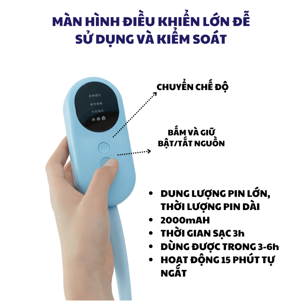 Máy massage đầu đai quấn DAITASHI DXT-2, mát xa nén khí gia nhiệt thư giãn giảm căng thẳng đau đầu