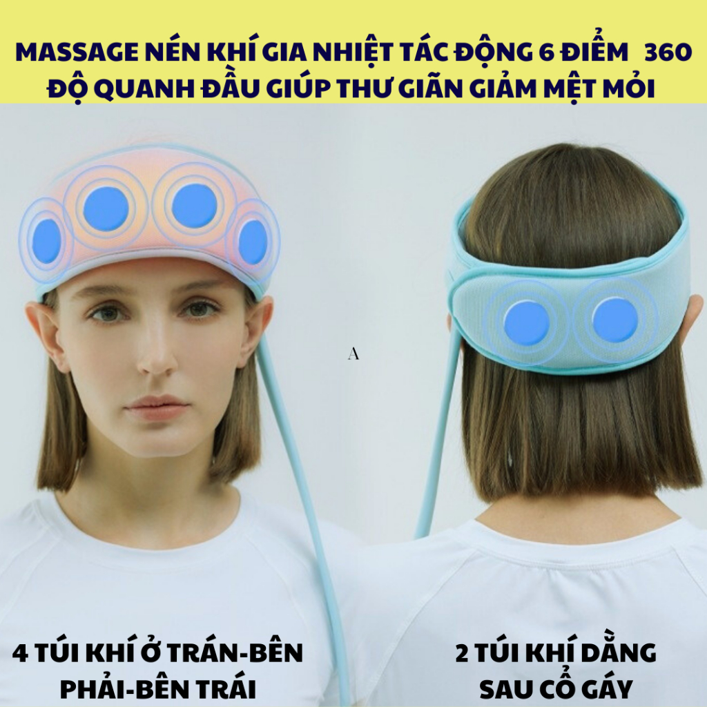 Máy massage đầu đai quấn DAITASHI DXT-2, mát xa nén khí gia nhiệt thư giãn giảm căng thẳng đau đầu