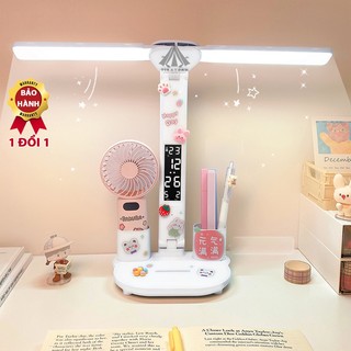 Đèn học chống cận, tích điện 3 màu, màn hình LED thông minh pin 3200mah, ngăn bút đa năng, đèn bàn làm việc