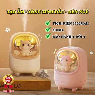 Máy tạo ẩm, xông tinh dầu Tích điện, đèn ngủ thú cưng đáng yêu đẹp lung linh