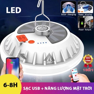 Đèn LED năng lượng mặt trời + sạc tích điện tiện lợi, công suất cao, có thể làm sạc dự phòng cho điện thoại