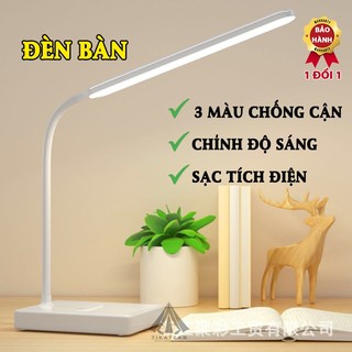 Đèn bàn học THANH DÀI tích điện 3 màu chống cận, tăng giảm độ sáng, thiết kế hiện đại tiện dụng